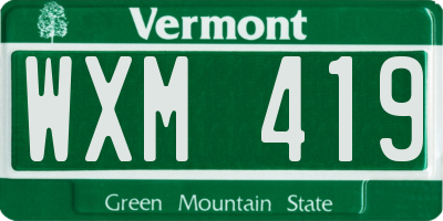 VT license plate WXM419