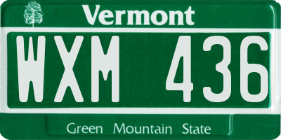 VT license plate WXM436
