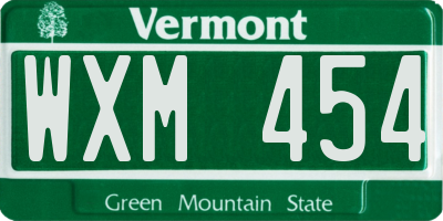 VT license plate WXM454