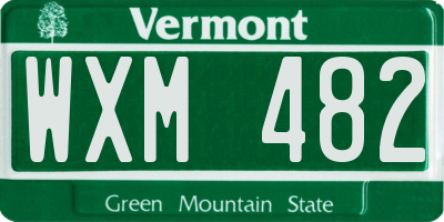 VT license plate WXM482
