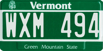 VT license plate WXM494