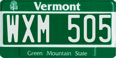 VT license plate WXM505