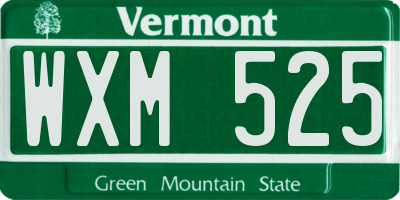 VT license plate WXM525