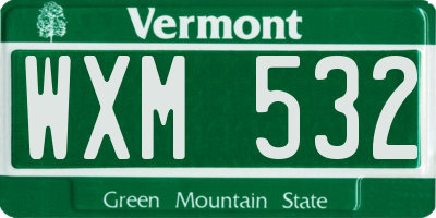 VT license plate WXM532