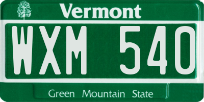 VT license plate WXM540