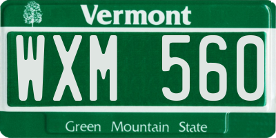 VT license plate WXM560
