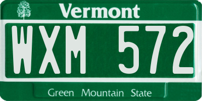 VT license plate WXM572