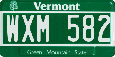 VT license plate WXM582