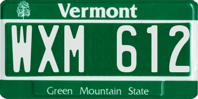 VT license plate WXM612