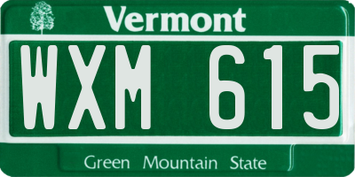 VT license plate WXM615