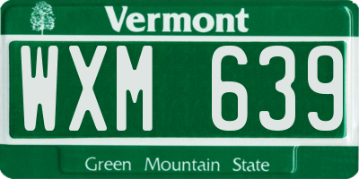 VT license plate WXM639