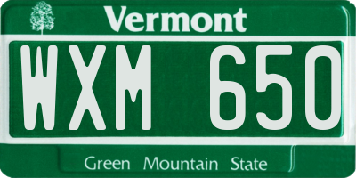 VT license plate WXM650