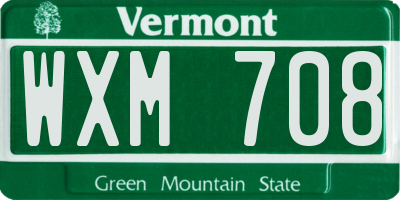 VT license plate WXM708