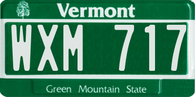 VT license plate WXM717