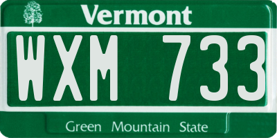 VT license plate WXM733