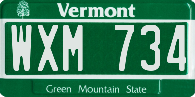 VT license plate WXM734