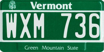 VT license plate WXM736
