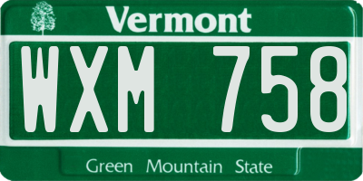 VT license plate WXM758