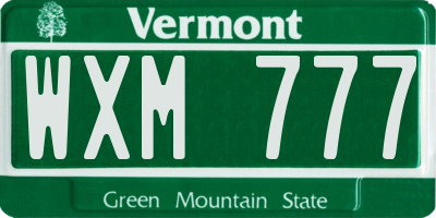 VT license plate WXM777