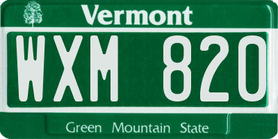 VT license plate WXM820