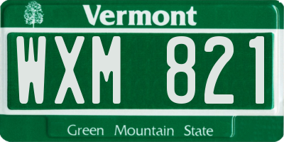 VT license plate WXM821