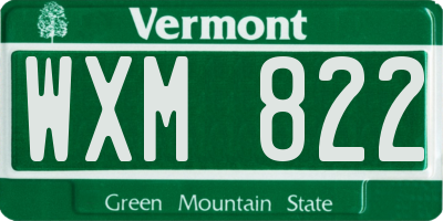VT license plate WXM822