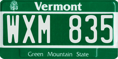 VT license plate WXM835