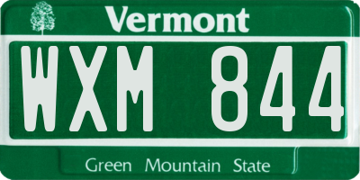 VT license plate WXM844