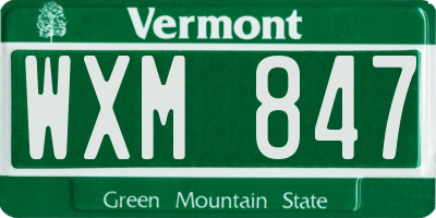 VT license plate WXM847