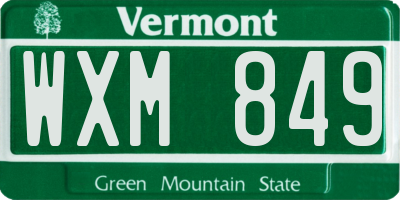 VT license plate WXM849