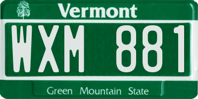 VT license plate WXM881