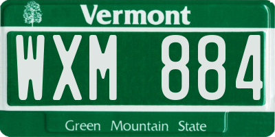 VT license plate WXM884