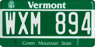 VT license plate WXM894