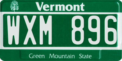 VT license plate WXM896