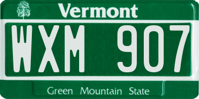 VT license plate WXM907