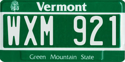 VT license plate WXM921