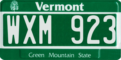 VT license plate WXM923