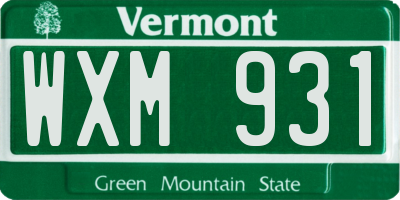 VT license plate WXM931