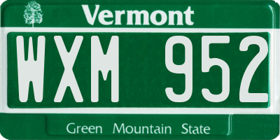 VT license plate WXM952