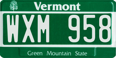 VT license plate WXM958