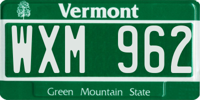 VT license plate WXM962