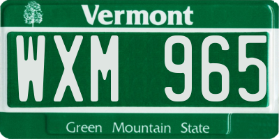 VT license plate WXM965