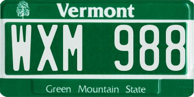 VT license plate WXM988