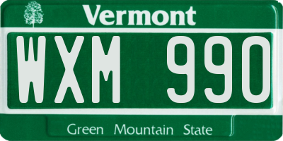 VT license plate WXM990