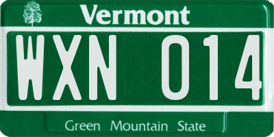 VT license plate WXN014