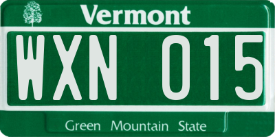 VT license plate WXN015