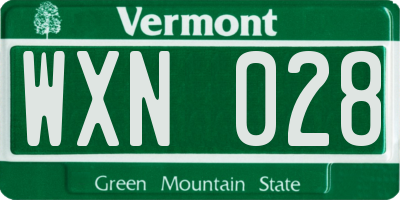 VT license plate WXN028