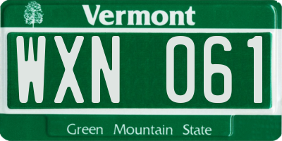 VT license plate WXN061