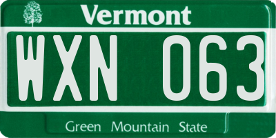 VT license plate WXN063