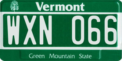 VT license plate WXN066